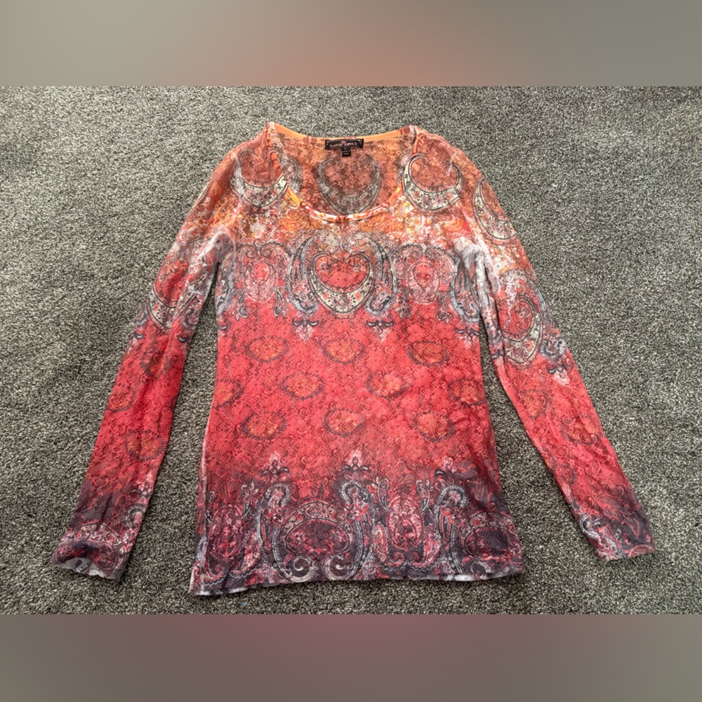 Almost Famous Y2K lace patterned long sleeve Top (runs small)